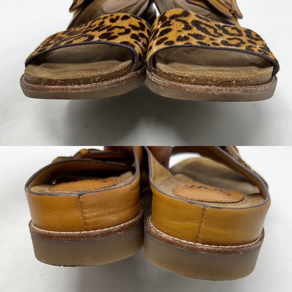 Sofft Braye Leopard Printed Horse Hair Slide Sandals 7.5 M Luggage Tan Leather - Picture 7 of 12